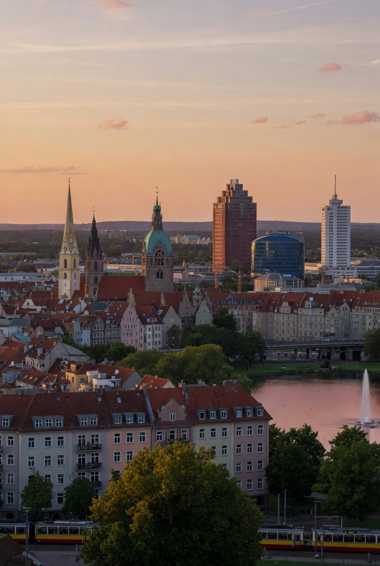 Neues Rathaus Hannover mit Maschsee – das Wahrzeichen der Messestadt